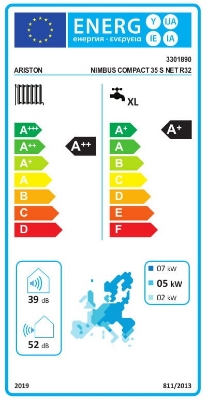 Picture of Air-water heat pump Ariston NIMBUS COMPACT 35 S NET R32, with integrated water heater, with Wi-Fi, 6.35 kW