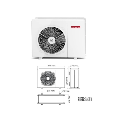 Picture of Air-water heat pump Ariston NIMBUS COMPACT 50 S NET R32, with integrated water heater, with Wi-Fi, 7.57 kW