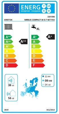 Picture of Air-water heat pump Ariston NIMBUS COMPACT 80 S-T NET R32, with integrated water heater, with Wi-Fi,  11.74 kW