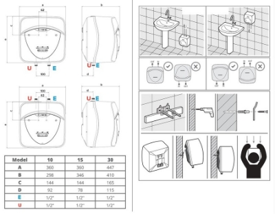 Picture of Water heater ANDRIS LUX ECO 10L, under sink SG