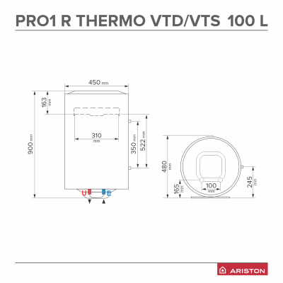 Picture of Water heater  PRO R EVO 100L, vertical (left)