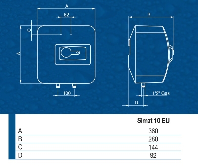 Изображение Водонагреватель SIMAT 10L, над раковиной