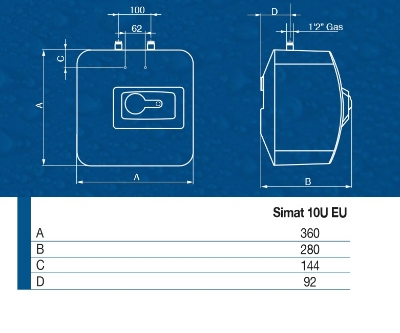 Изображение Водонагреватель SIMAT 10L, под раковиной