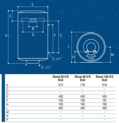 Picture of Water heater SIMAT 50L NTS