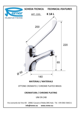 Picture of Ceramic sink mixer Remer with extended handle