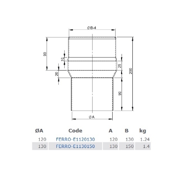 Picture of CHIMNEY PIPE REDUCING D120/D130