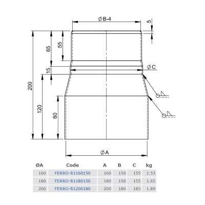 Picture of CHIMNEY PIPE REDUCING D160/D150