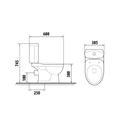 Picture of WC GOTLAND Irida horizontal outlet, bottom inlet, PP Soft Close 3/6l grey