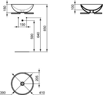 Изображение Раковина STRADA O IdealStandard 41X41 черная матовая