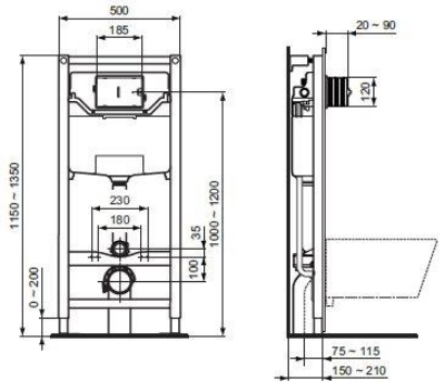 Изображение Инсталляция  IDEAL STANDARD (WC рама ProSys 120+унитаз Tesi с крышкой Soft Close+кнопка Oleas M1 хром)