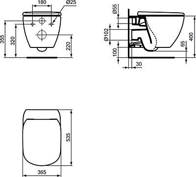 Изображение Инсталляция  IDEAL STANDARD (WC рама ProSys 120+унитаз Tesi с крышкой Soft Close+кнопка Oleas M1 хром)