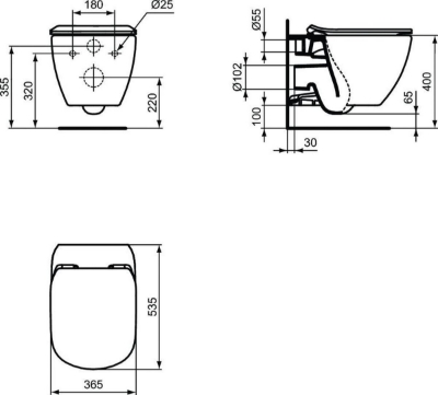 Изображение Унитаз подвесной IDEAL STANDARD Tesi Aquablade с крышкой Soft Close