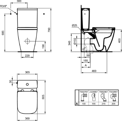 Picture of WC I.LIFE S IdealStandard, bottom outlet, 4.5/3l, universal outlet, with Soft Close seat