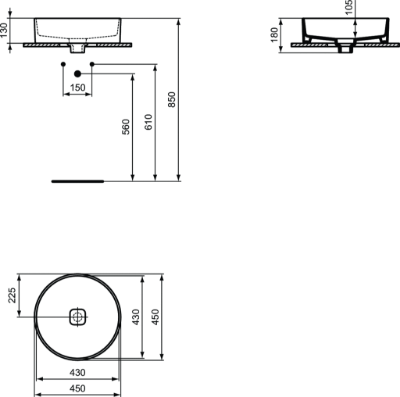 Изображение Раковина STRADA II IdealStandard 45X45