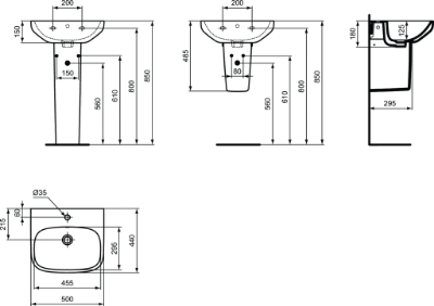 Изображение Раковина I.LIFE A IdealStandard 55X44