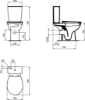 Attēls Tualetes pods IDEAL STANDARD Eurovit, ūdens padeve no apakšas, horizontāls izvāds, 4.5/3l, SoftClose duroplast vāks