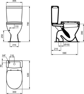 Picture of WC IDEAL STANDARD EUROVIT, bottom inlet, vertical outlet, with Soft Close seat