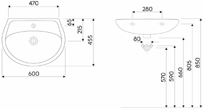 Picture of Ceramic basin IDOL 60 cm