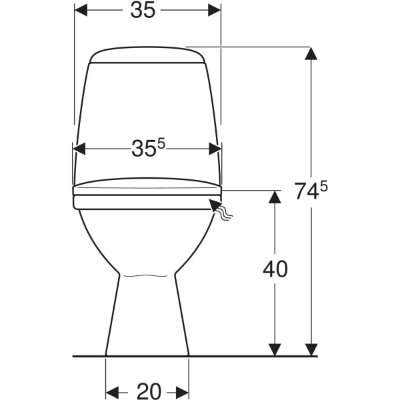 Picture of WC KOLO SOLO 45gr outlet bottom inlet, PP seat