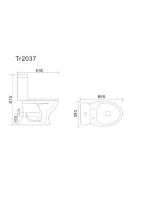 Picture of WC VENTO Taberg horizontal outlet, bottom inlet, Duroplast Soft Close 3/6l