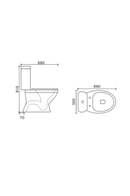 Attēls Tualetes pods VENTO Taberg ar vertikālo izvādu, 3/6l, ar  Duroplast Soft Close vāku, ūdens padeve no apakšas