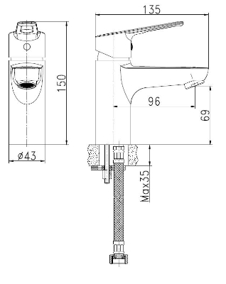 Picture of Washbasin mixer BORA Style