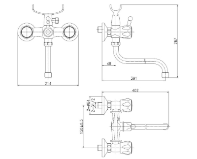 Picture of Bath and shower faucet BORA Round with accessories