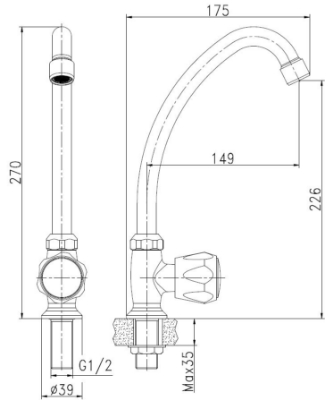 Picture of Cold water faucet Bora Round