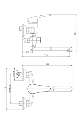 Picture of Bath mixer BORA Standart with accessories