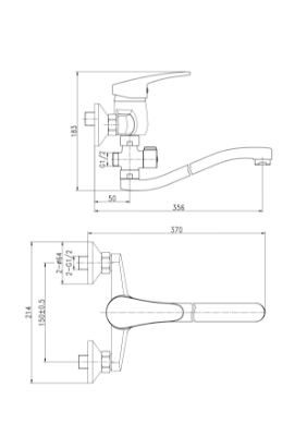 Picture of Bath mixer BORA Standart with accessories