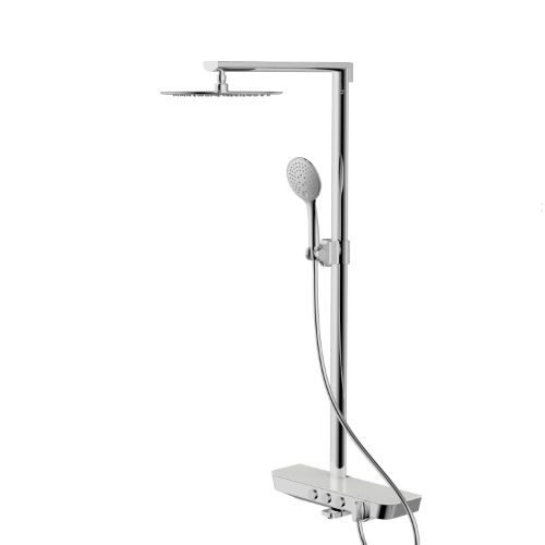 Picture of Bath mixer Vento Tivoli with short spout and shower, white / chrome