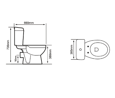 Picture of WC Econom, horizontal outlet, bottom inlet, PP , 3/6l