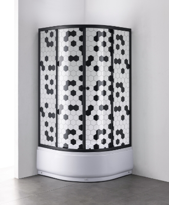 Picture of Shower enclosure Gotland Honeycomb 80X80X195, semi-round, high (40cm) tray, black profile