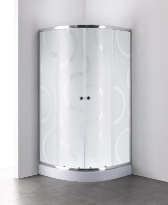 Picture of Shower enclosure Gotland Circles 80X80X195, semi-round, low (12cm) tray, matt satin profile