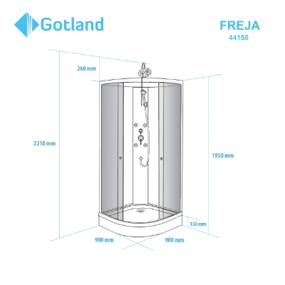 Picture of Shower cabin GOTLAND FREJA  90*90*195cm , massage, low tray