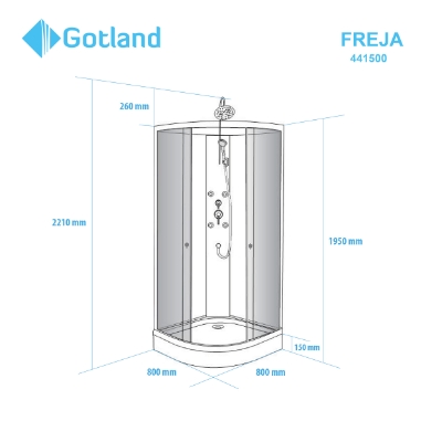 Picture of Shower cabin GOTLAND FREJA 80*80*195cm, massage,low tray