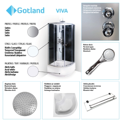 Picture of Shower cabin GOTLAND VIVA 90*90*195cm , massage, high tray