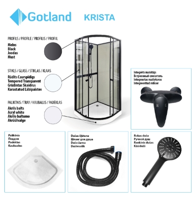 Picture of Shower cabin GOTLAND KRISTA 90*90*195 cm, low tray, without roof-top