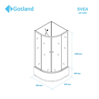 Picture of Shower cabin  GOTLAND SVEA 80*80*195 cm, High tray, without room-top