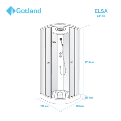 Picture of Shower cabin GOTLAND ELSA 90x90x215cm, low tray