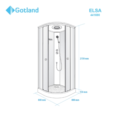 Picture of Shower cabin GOTLAND  ELSA 80x80x215cm, low tray