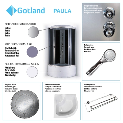 Picture of Shower cabin GOTLAND PAULA 90x90x215cm, high tray