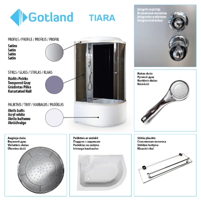 Picture of Shower cabin GOTLAND TIARA 80x120x215cm, left, high tray