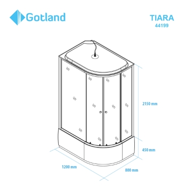 Picture of Shower cabin GOTLAND TIARA 80x120x215cm, left, high tray
