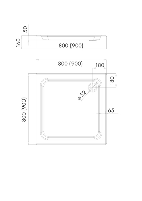 Picture of Shower tray VENTO Square 80X80x16