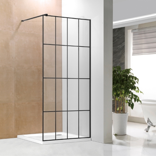 Picture of Shower wall Vento Napoli 90x195 glass 6mm Easy Clean, black profile