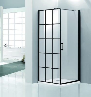 Picture of Shower Enclosure Vento Palermo square, 90x90x195, black profil, without tray