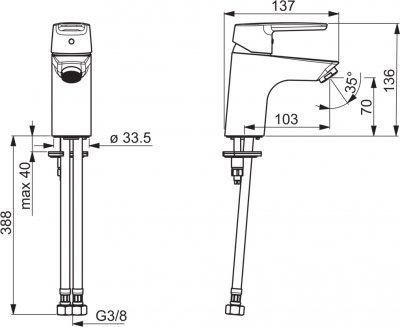 Picture of Washbasin faucet Saga without pop-up