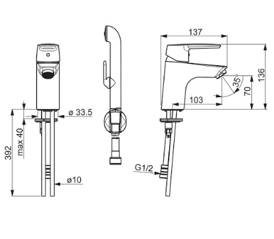 Picture of Washbasin faucet Saga with bidetta