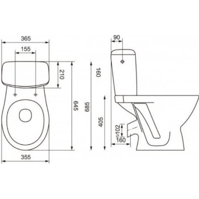 Picture of WC CERSANIT Koral 3/6, polypropylene cover, 45 degree outlet